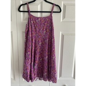 Gap Womens Medium Purple Babydoll Skater Dress Floral Mini